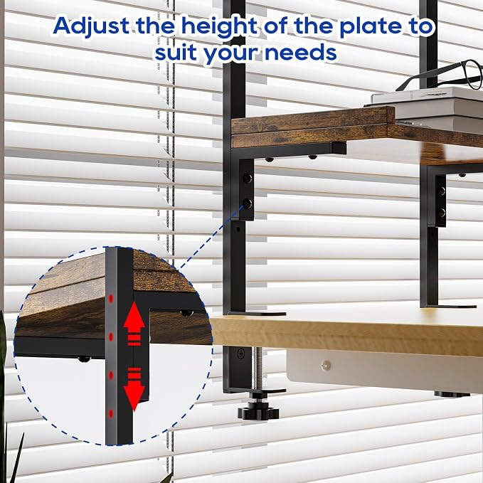 Clamp On Desk Shelf 2-Tier, 12.5 inche Wood Shelving Unit - Image 7