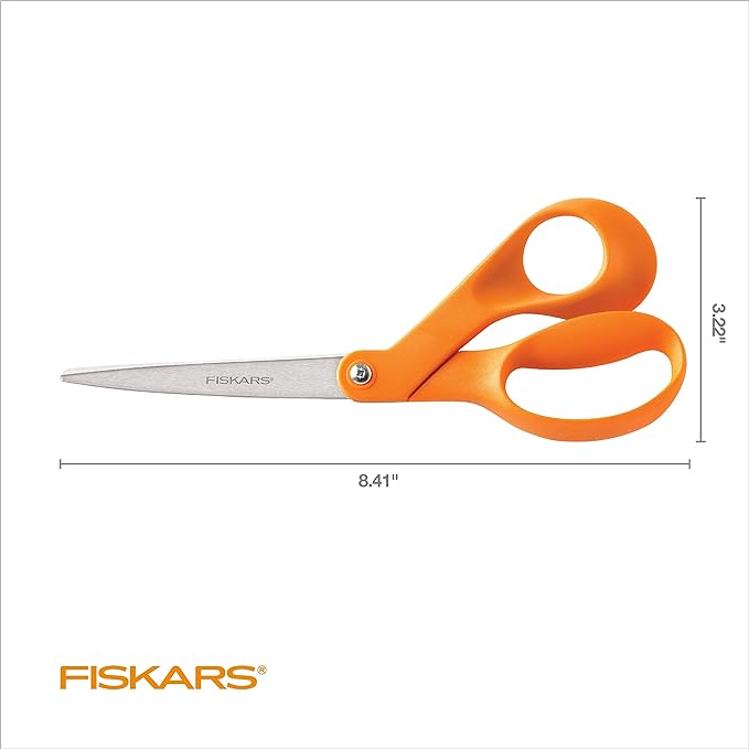 Fiskars 8" Original Orange-Handled Stainless Steel Scissors, Ergonomic and - Image 6