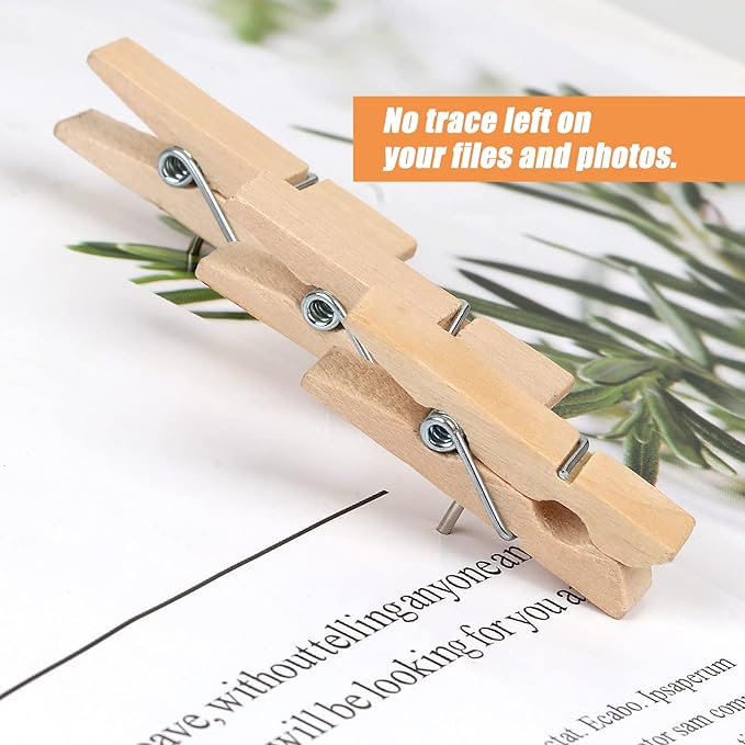 50 PCS Push Pin with Wooden Clips, Durable Wooden Push Pins, Decorative - Image 3