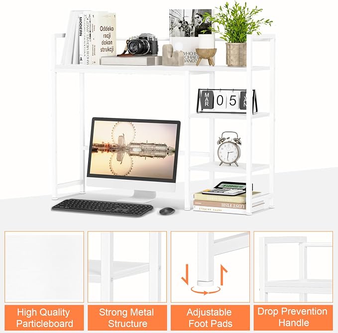 Snughome Desk Shelf, 38.6" Desktop Organizer Shelf, Desk Hutch - Image 8
