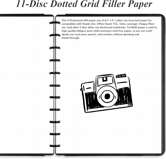 A4 TUL Discbound Dotted Refill Paper, 11-Disc Dot Grid Filler Paper, 100Sheets - Image 2