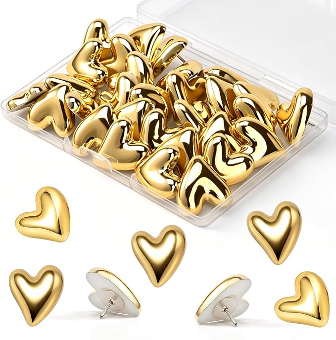 30Pcs Heart Push Pins for Bulletin Board Decorations, Cute Thumb Tacks for Cork by Unknown
