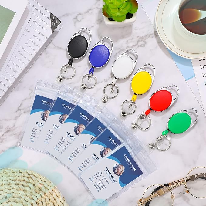 Laumoi 80 Packs Retractable ID Badge Holder Name ID Badge Reel Clips Keychain - Image 6