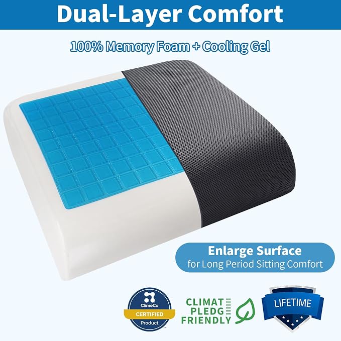 YOUFI Extra Thick Large Seat Cushion -19 X 17.5 X 4 Inch Gel Memory Foam Cushion - Image 3