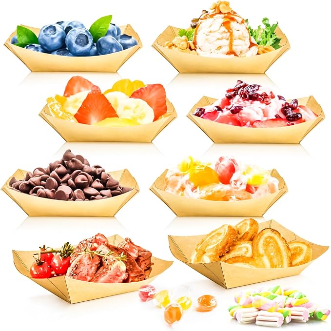 100 Pack 1/4Lb Paper Food Boat Trays Disposable Small Paper Boats Plates - Image 8