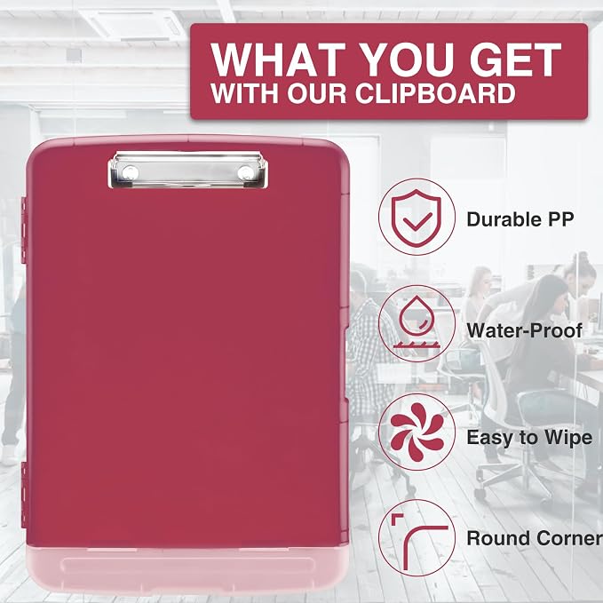 Sooez Clipboard with Storage, Clip Board 8.5 x 11 with Pen Holder, Plastic - Image 4