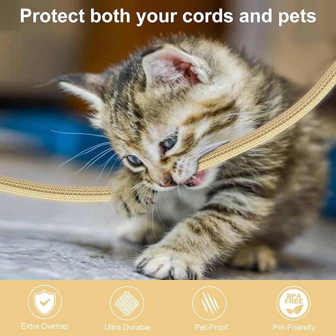 10ft - 1/2 inch Braided Cable Management Sleeve Cord Protector - Self-Wrapping - Image 3