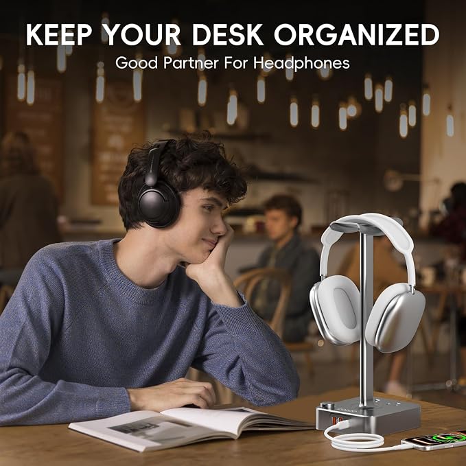 Headphone Stand with PD Fast Charger & QC3.0, Gaming Headset Holder with 3 USB - Image 8