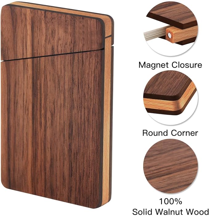 Wood Business Card Holders Wooden Business Card Case Name Card Holder Walnut - Image 2
