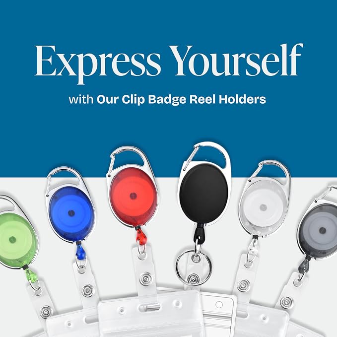 2 Pack ID Badge Holder with Clip – Transparent Red Badge Reels with ID Sleeves - Image 7