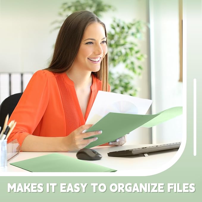 Henoyso 36 Pack Sage Green Plastic Folders - Image 6