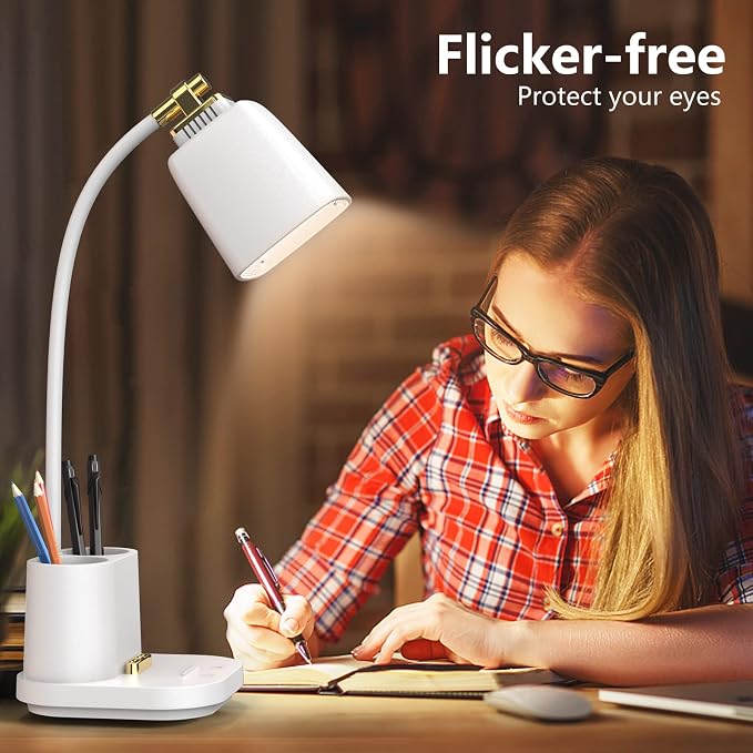 LED Desk Lamp with USB Charging Port Touch Control 3 Color Modes, Stepless - Image 7