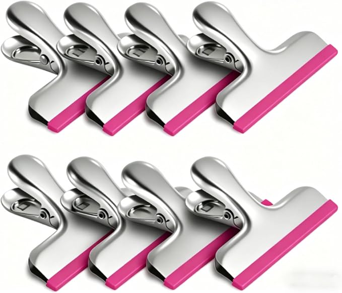 HOUSE AGAIN 8 Pack Stainless Steel Chip Bag Clips Covered by HOUSEAGAIN