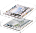 BTSKY 2 Pack Multipurpose A4 File Tray Clear Acrylic Desk Tray Organizer by BTSKY