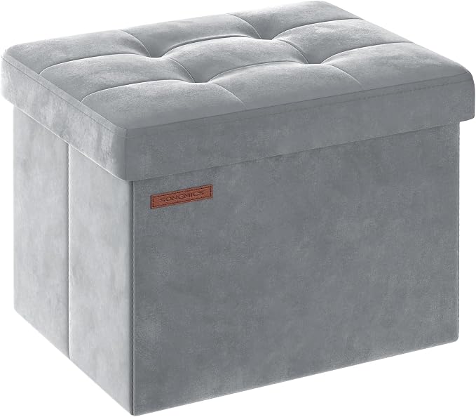 SONGMICS Storage Ottoman, Foldable Small Ottoman Foot Rest, 12.2 x 16.1 Inches by Unknown