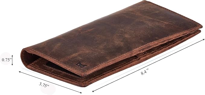 Long Wallet for Men Women Real Leather Bifold RFID Stylish Slim Handmade 2 ID - Image 2