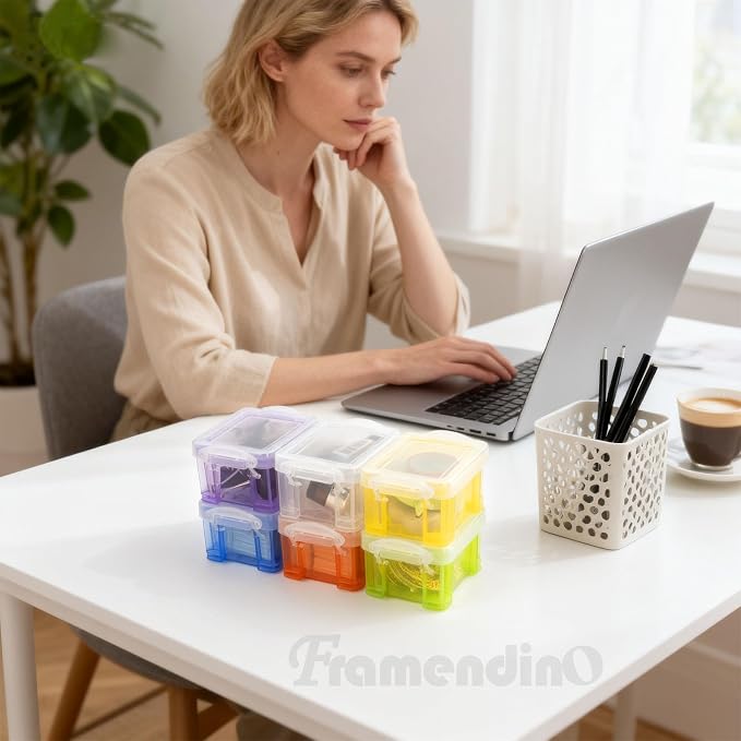 Framendino, 8 Pack Translucent Small Plastic Boxes Mini Desktop Storage Box - Image 7