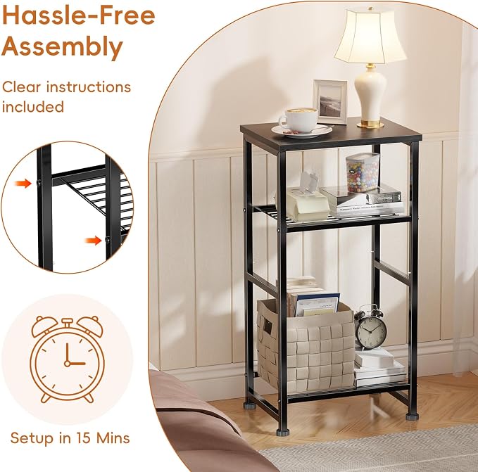 Industrial 3 Tier Printer Stand, Home Printer Wood Table - Image 7