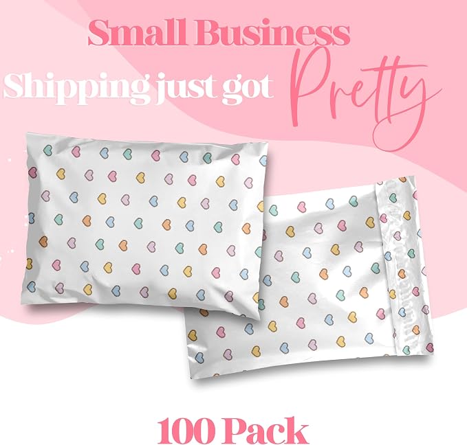 Pretty Package Store Designer Poly Mailers 10x13, Preppy Hearts, 100 Pack | - Image 2