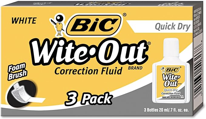 BIC Wite-Out Quick Dry Correction Fluid, 20 mL, Goes On Easy by BIC