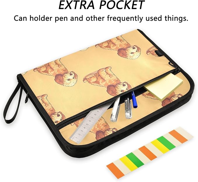 Expanding File Folder Poodle Dog Yellow Accordion File Organizer 13 Pockets - Image 6