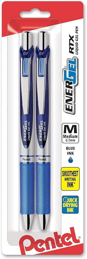 Pentel EnerGel Deluxe RTX Retractable Liquid Gel Pen, Metal Tip, 2 Pack by PentelofAmerica