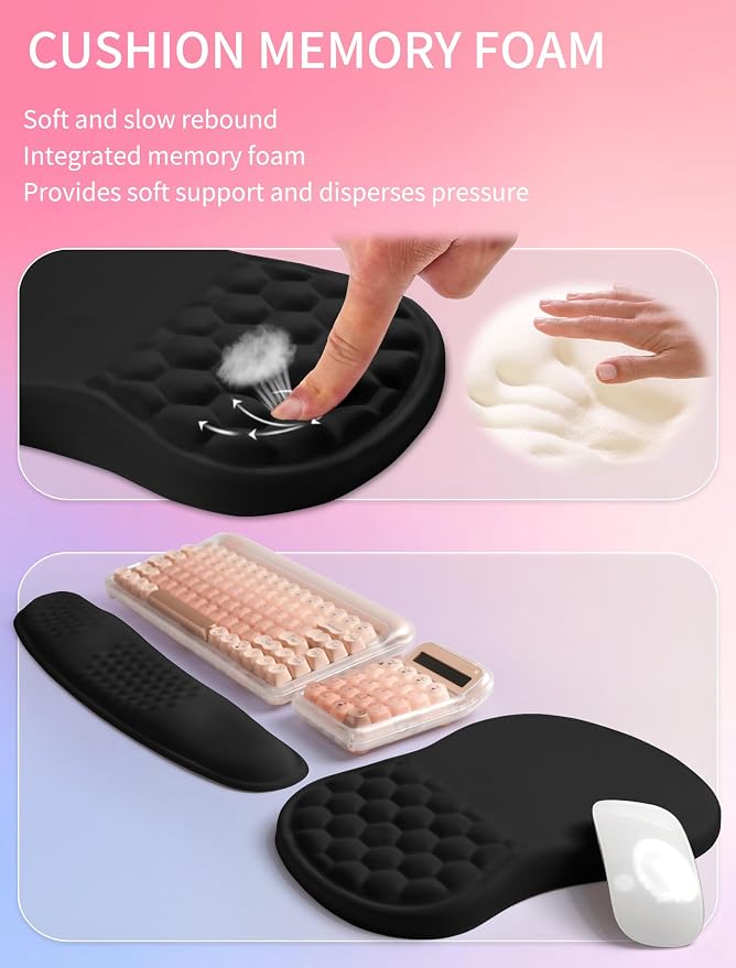 Hokafenle 2in1 Combination, Wave Keyboard Wrist Rest and Ergonomic Curvature - Image 4