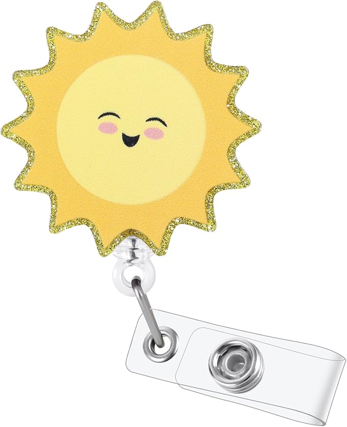 Funny Sunshine Nurse Badge Reel, Cute Happy Sun Retractable ID Badge Holder by Unknown