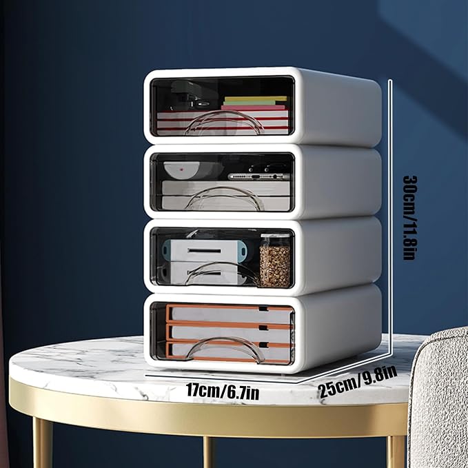 Desk Organizer with Drawers, Stackable Storage Drawers with Compartments - Image 3