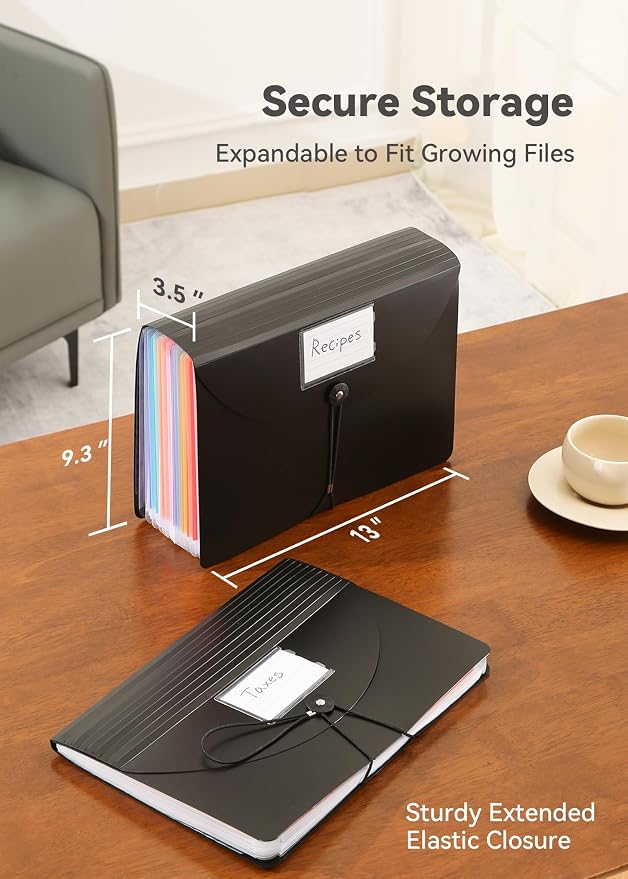 SortRax Accordion File Organizer 12 Pockets, Monthly Bill Receipt Tax Organizer - Image 3