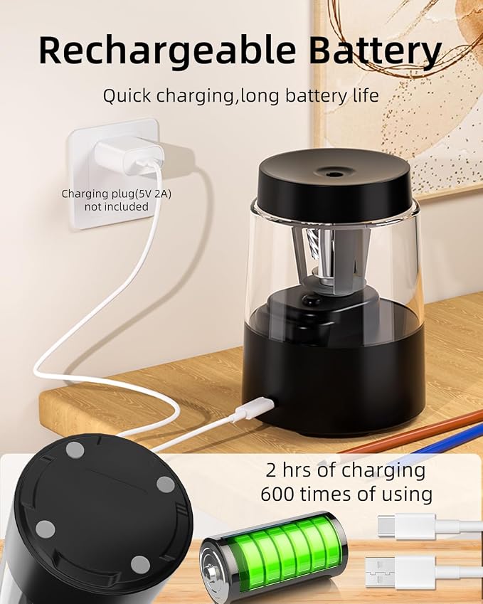 ZMOL Electric Pencil Sharpener, Automatic Pencil Sharpeners Students, Battery - Image 4