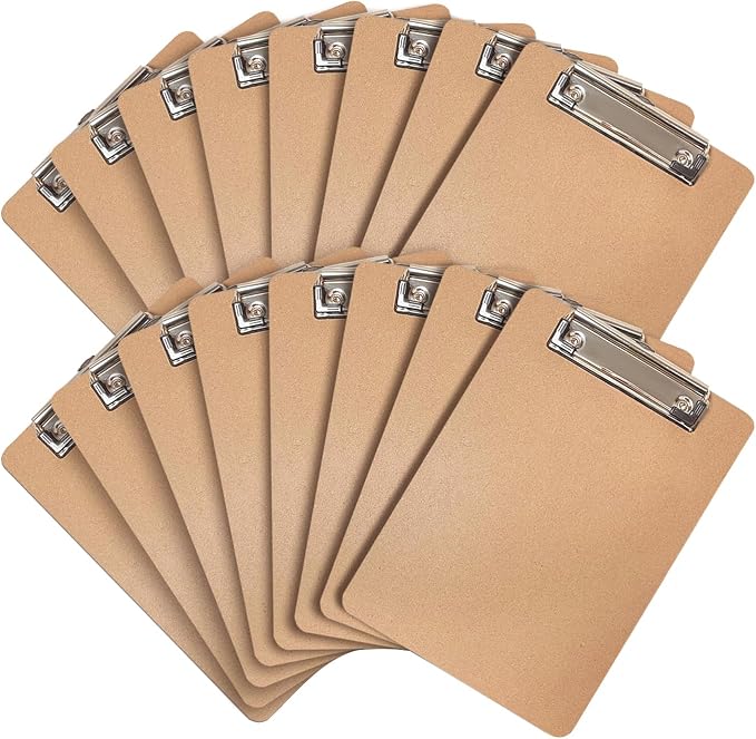 Mini Clipboards, 16 Pack 6" x 9" Small Clipboards Bulk, Wooden Memo Mini Clip by Uzant
