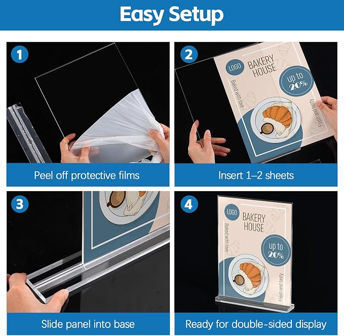 Dynta 8 Pack Acrylic Sign Holder 8.5 x 11, Tabletop Double-Sided Display - Image 5