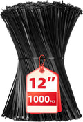 Zip Ties 12 inch, 1000 Pack Black Zip Ties, Self-Locking Nylon Cable Ties by HAVEMETD