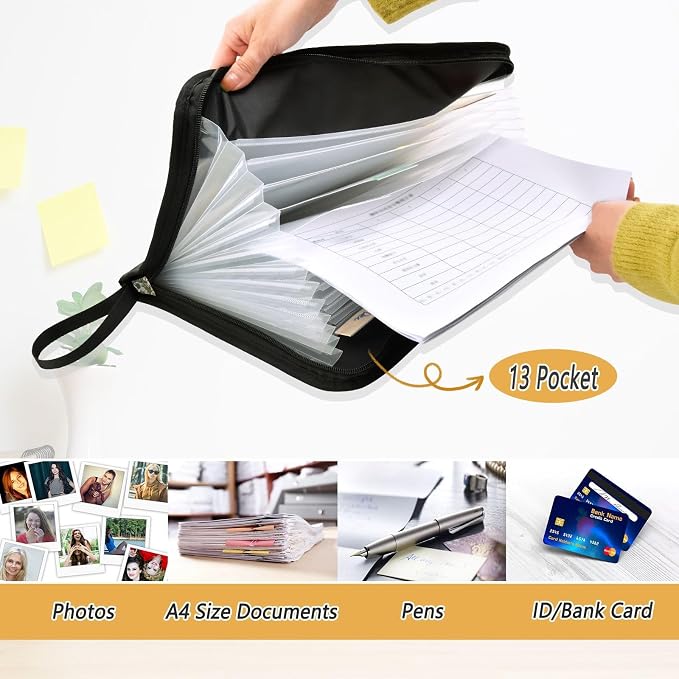 Pink Beige Flowers Accordion File Organizer Expanding Document Folder - Image 5