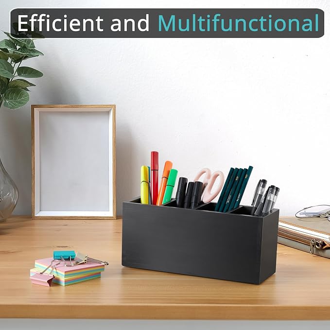 Bivvclaz Pencil Pen Holder for Desk, Wooden Office Desk Organizers and - Image 2