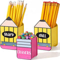 DoubleFill 3 Pcs Sharp and Dull Pencil Holder Eraser Buckets Wooden Shaped by DoubleFill