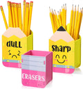 DoubleFill 3 Pcs Sharp and Dull Pencil Holder Eraser Buckets Wooden Shaped by DoubleFill