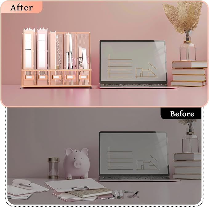 SUPEASY Desk Organizers Metal Desk Magazine File Holder - Image 5