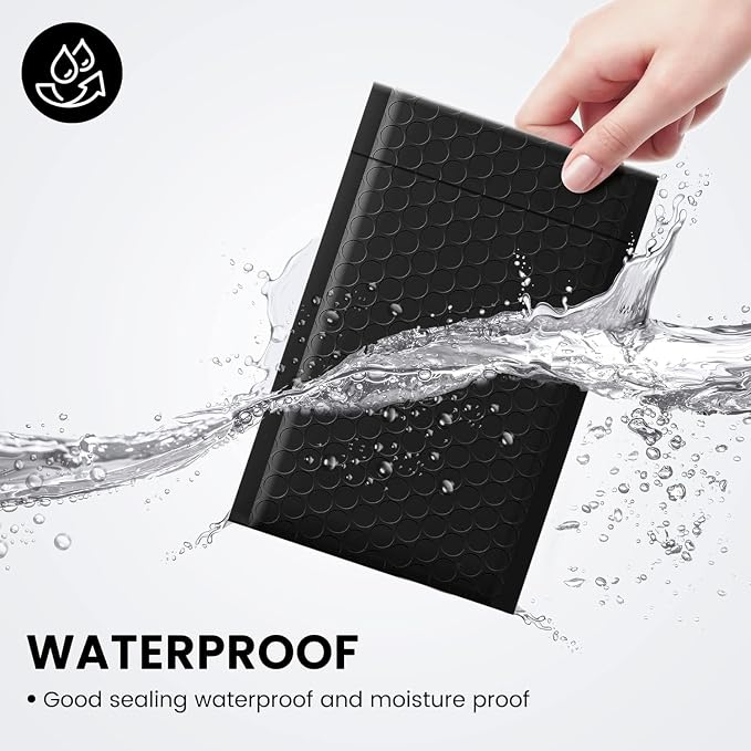 Fuxury Black Bubble Mailers 4x8" Padded Envelopes 19200 Pack Bulk Strong - Image 4
