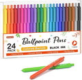 Shuttle Art Ballpoint Pens, 24 Pack Colored Retractable Black Ink Ball Point by ShuttleArt