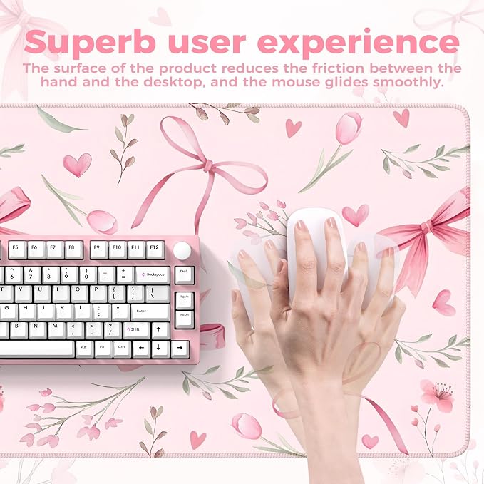 iCasso Pink Desk Mat, Cute Desk Pad - Image 3