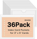 36 Pack 3" x 5" Index Card Holder Adhesive Plastic Label Holders Clear Tote Bag by BESARME