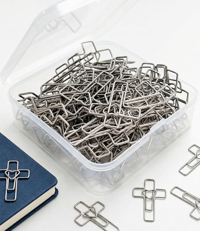60PCS Silver Heart Cross Paper Clips - Image 5