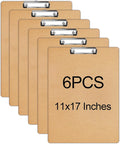 6 PCS Extra Large 11x17 Clipboard, Wood Cleats by SENJUNSAFE