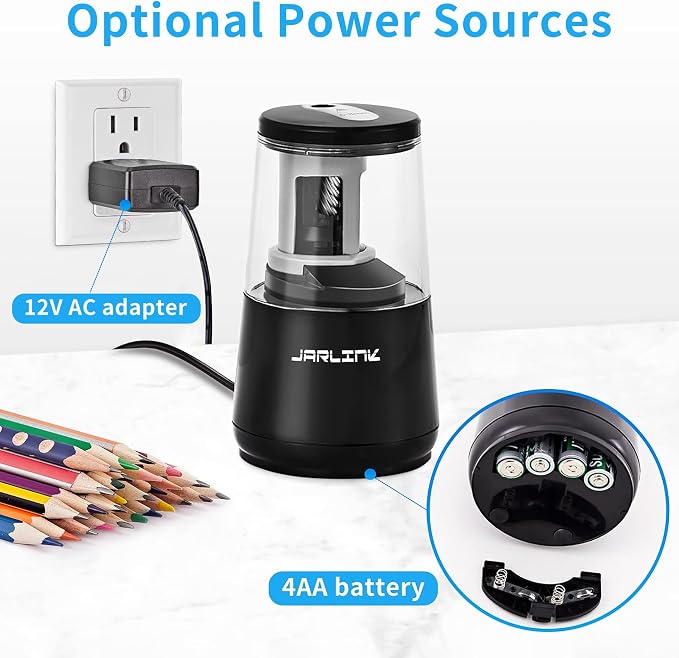 JARLINK Electric Pencil Sharpener, Heavy-Duty Helical Blade to Fast Sharpen - Image 5