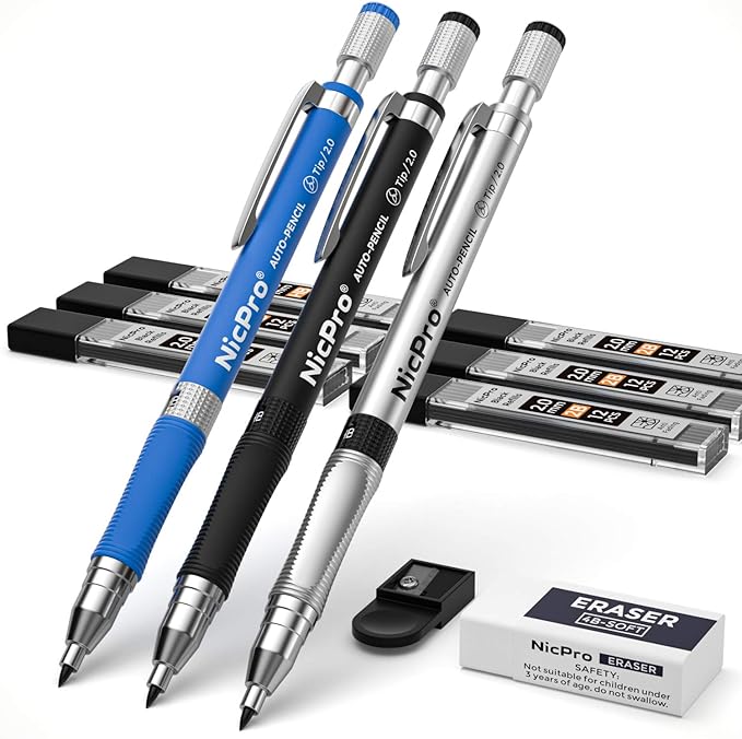 Nicpro 11 Pieces 2mm Mechanical Pencil Set by Nicpro