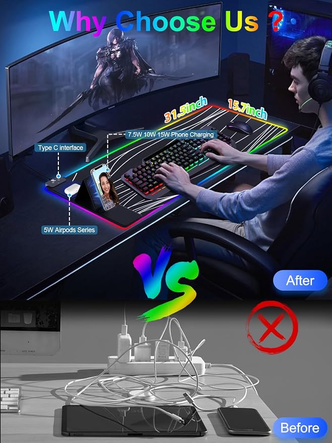 XXL Mouse Pad with Phone Holder - Image 2