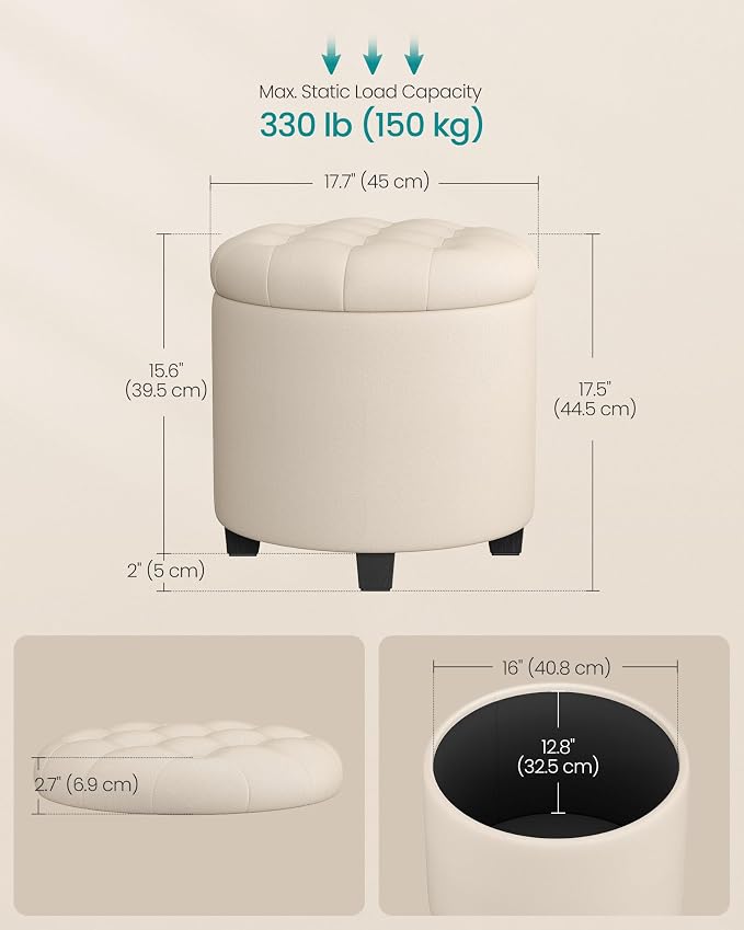 SONGMICS Round Ottoman, Ottoman - Image 3