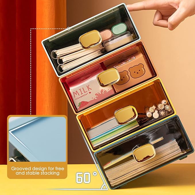 Stackable Desk Organizer Drawer 13"Wx9"Lx3.3"H Large Desktop Storage Drawers - Image 5